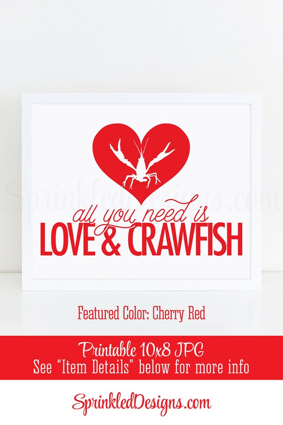 Crawfish Boil Decorations, All You Need Is Love & Crawfish Sign, Crawfish Boil Engagement Party Decor, Printable Crawfish Boil Party Sign Il_570xn