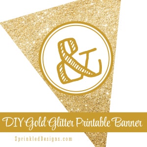 Printable DIY Gold Glitter Custom Pennant Banner - Etsy
