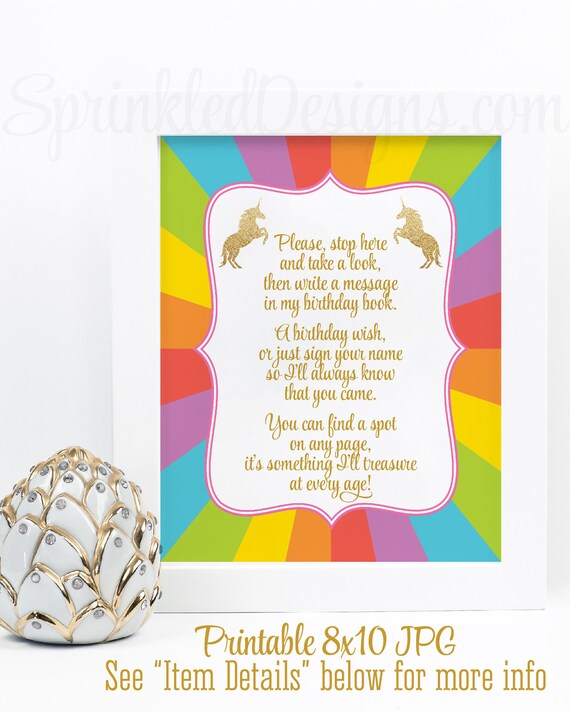 printable rainbow unicorn birthday party decorations unicorn etsy