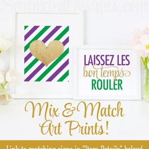 Laissez Les Bon Temps Rouler Sign Mardi Gras Decorations, Purple Green Gold 10x8 Mardi Gras Sign, New Orleans Home Decor, Printable Art image 5