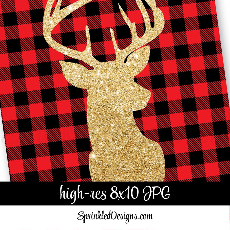 Printable Winter Home Decor Deer Head Signs Lumberjack Red - Etsy