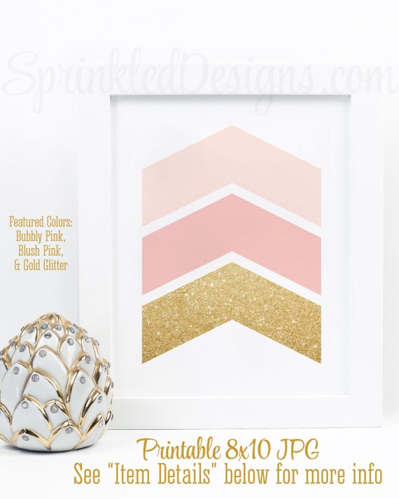 She leaves a little sparkle gold glitter pink arrow girls room nursery printPrintable artBaby shower gift