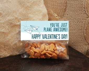 Valentine's Day Favor Treat Bag Topper - Just PLANE Awesome - Printable Valentine - Instant Download