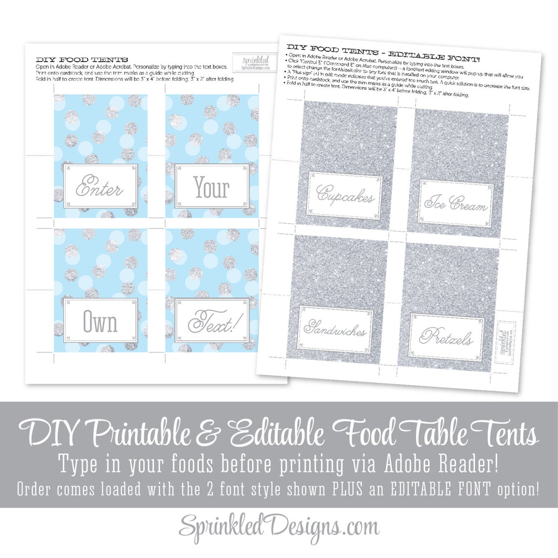 Printable Party Food Tents Folding Editable Text Buffet | Etsy Canada
