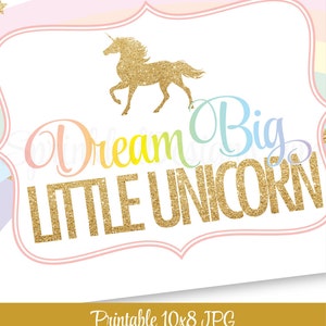Dream Big Little Unicorn Sign Printable Unicorn Nursery Decor - Etsy