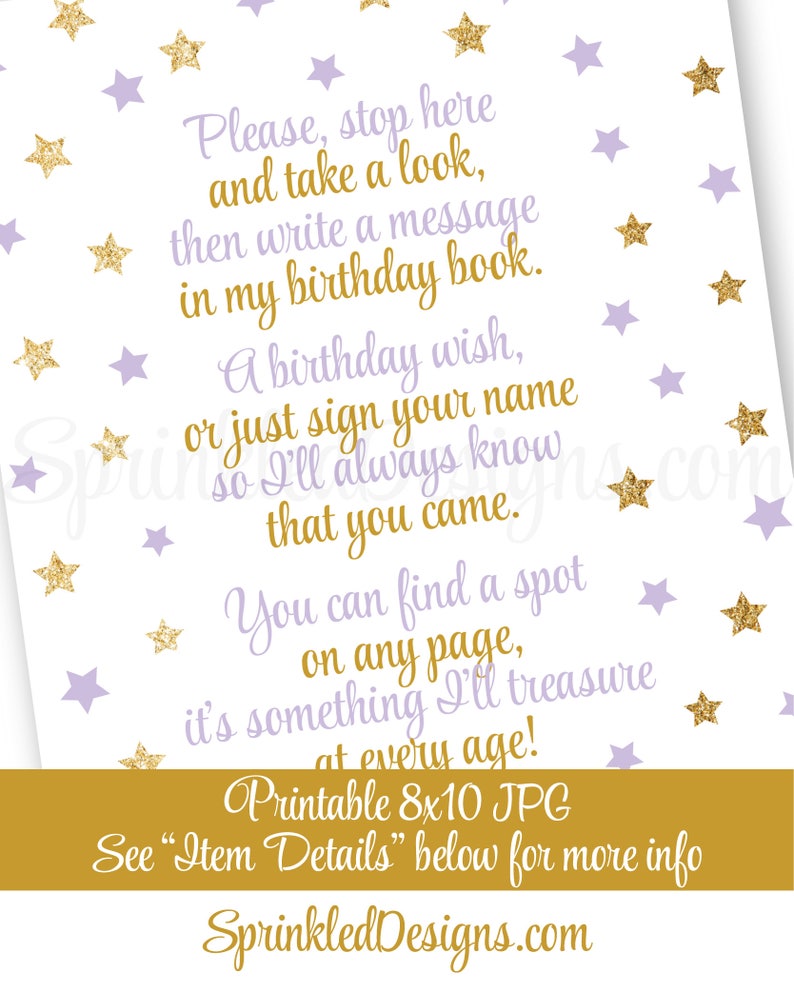Birthday Guest Book Sign Printable Please Sign My Book Etsy