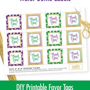 Mardi Gras Party Favor Tags Printable Mardi Gras Party Decorations Thank You Favor Tags Labels Mardi Gras Birthday Party Supplies image 2