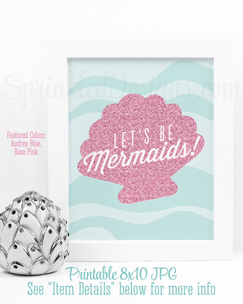 Let’s Be Mermaids Printable Sign Mermaid Wall Art | Etsy