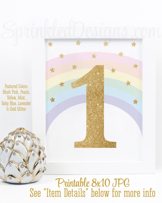 printable rainbow unicorn first birthday party decorations unicorn 1st