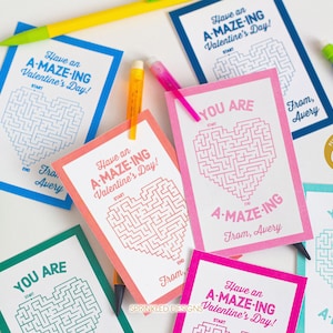 Heart Maze Valentines Cards You're Amazing Non Candy Valentines Classroom Valentines for School Classmates Students Teachers Corjl image 1