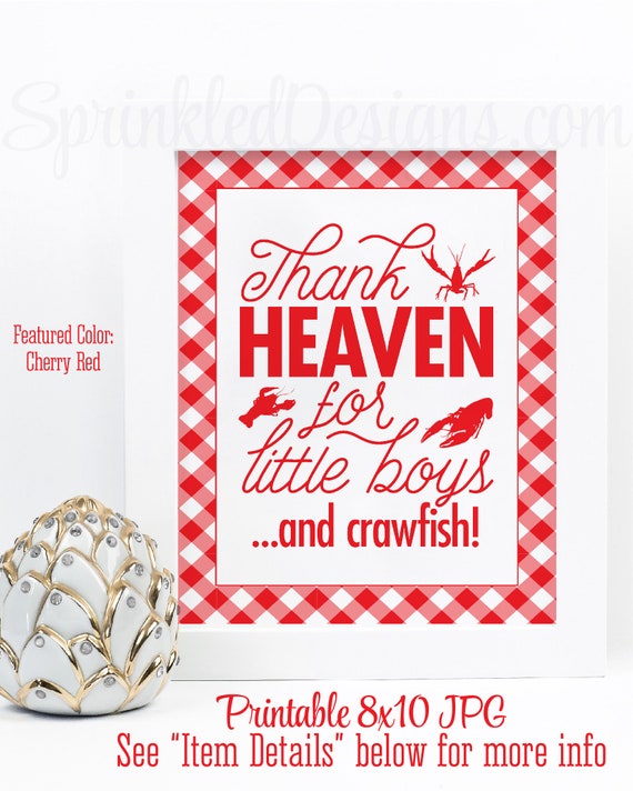 Thank Heaven for Little Boys, Crawfish Boil Baby Shower Decorations, Printable Crawfish Boil Birthday Party Sign, Red Gingham Crawfish Decor Il_570xn