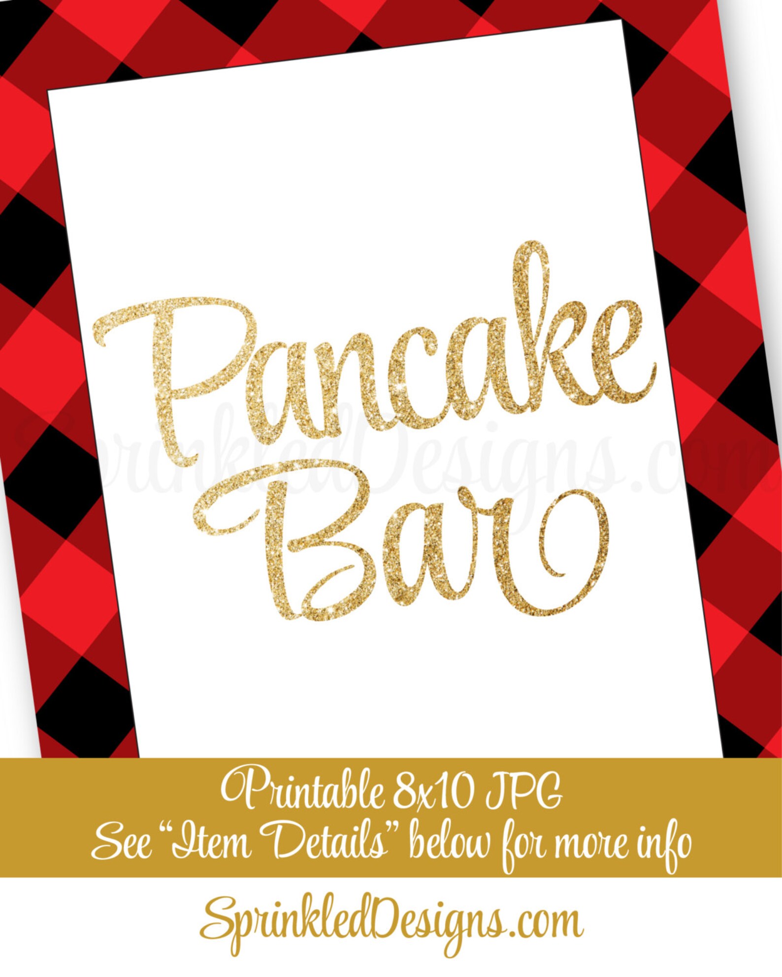 Pancake Bar Sign Gold Red Black Buffalo Plaid Flannel Etsy Canada