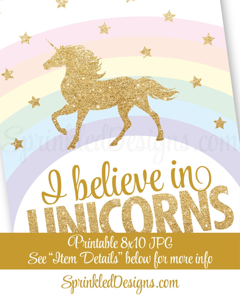 I Believe in Unicorns Printable Sign Rainbow Unicorn Birthday | Etsy