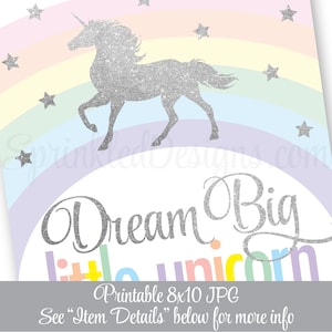 Dream Big Little Unicorn Sign Printable Unicorn Nursery Decor - Etsy