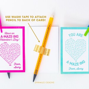 Heart Maze Valentines Cards You're Amazing Non Candy Valentines Classroom Valentines for School Classmates Students Teachers Corjl image 3