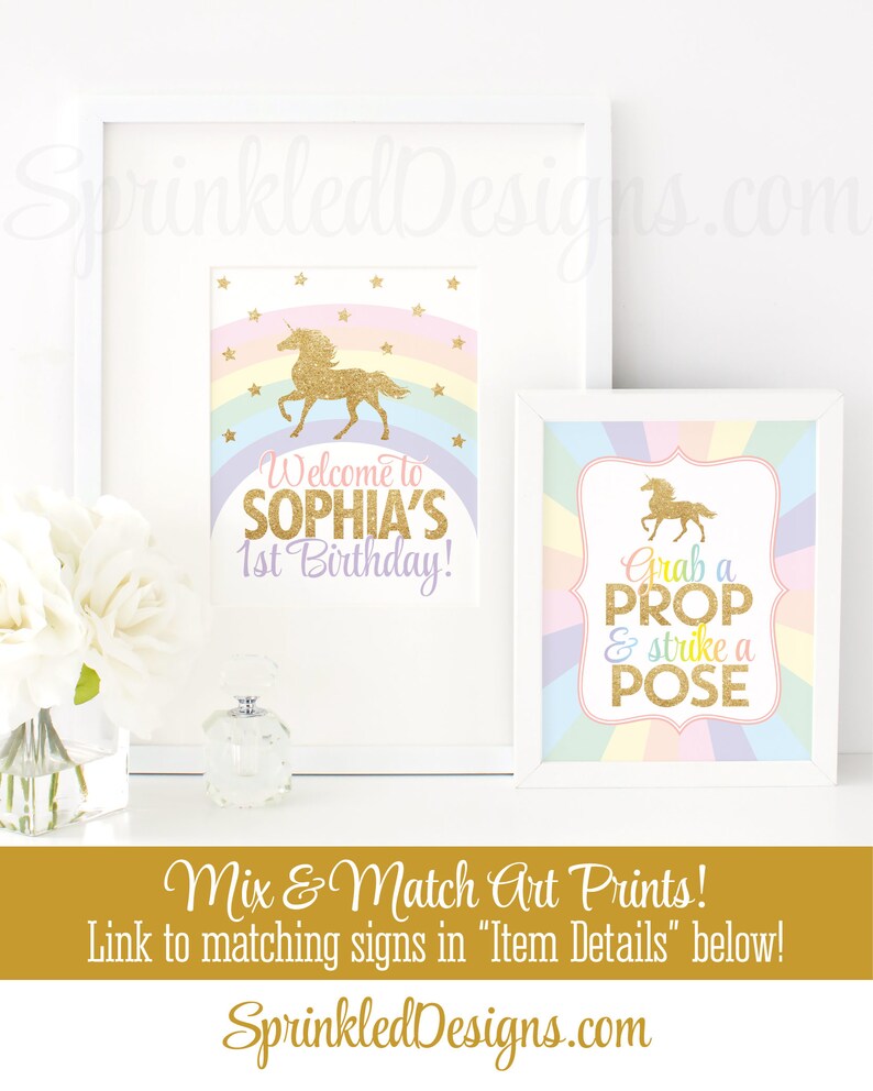 Unicorn Party Printable Sign Unicorn Party Photo Booth Props Sign Rainbow Unicorn Birthday Party Decorations Grab A Prop /& Strike a Pose