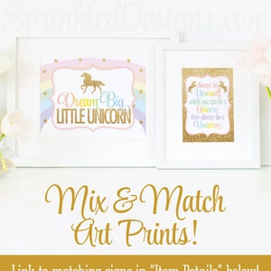Dream Big Little Unicorn Sign Printable Unicorn Nursery Decor - Etsy