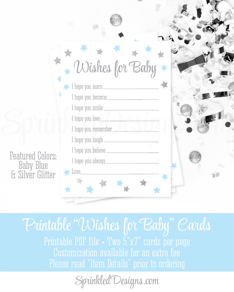 Wishes For Baby Boy Twinkle Star Baby Blue Silver Glitter Etsy