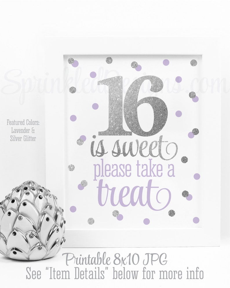 16 Is Sweet Take A Treat Party Favor Sign Sweet 16 Etsy