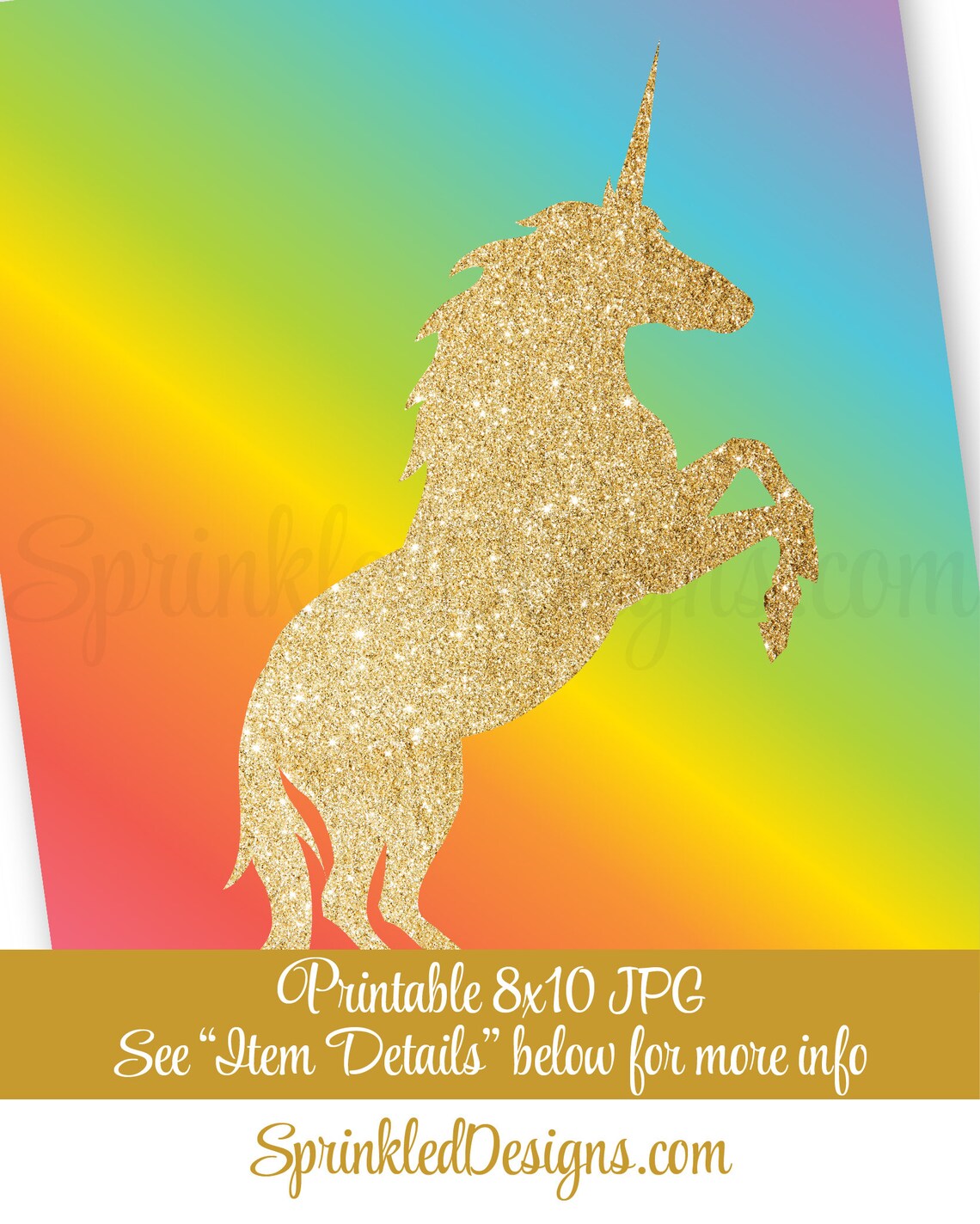 printable unicorn sign gold glitter unicorn silhouette etsy