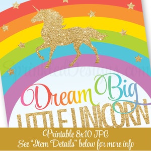Dream Big Little Unicorn Sign Printable Unicorn Nursery Decor - Etsy
