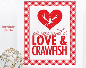 Crawfish Boil Decorations, All You Need Is Love & Crawfish Sign, Crawfish Boil Engagement Party Decor, Printable Crawfish Boil Party Sign