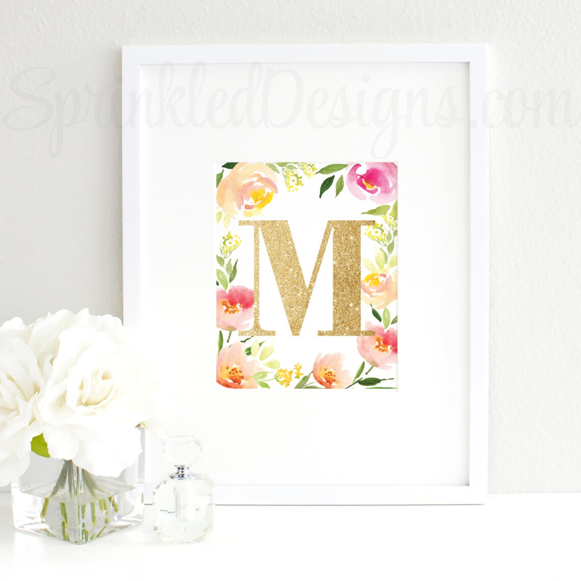 Floral Nursery Decor Nursery Letter M Baby Girl Nursery Etsy
