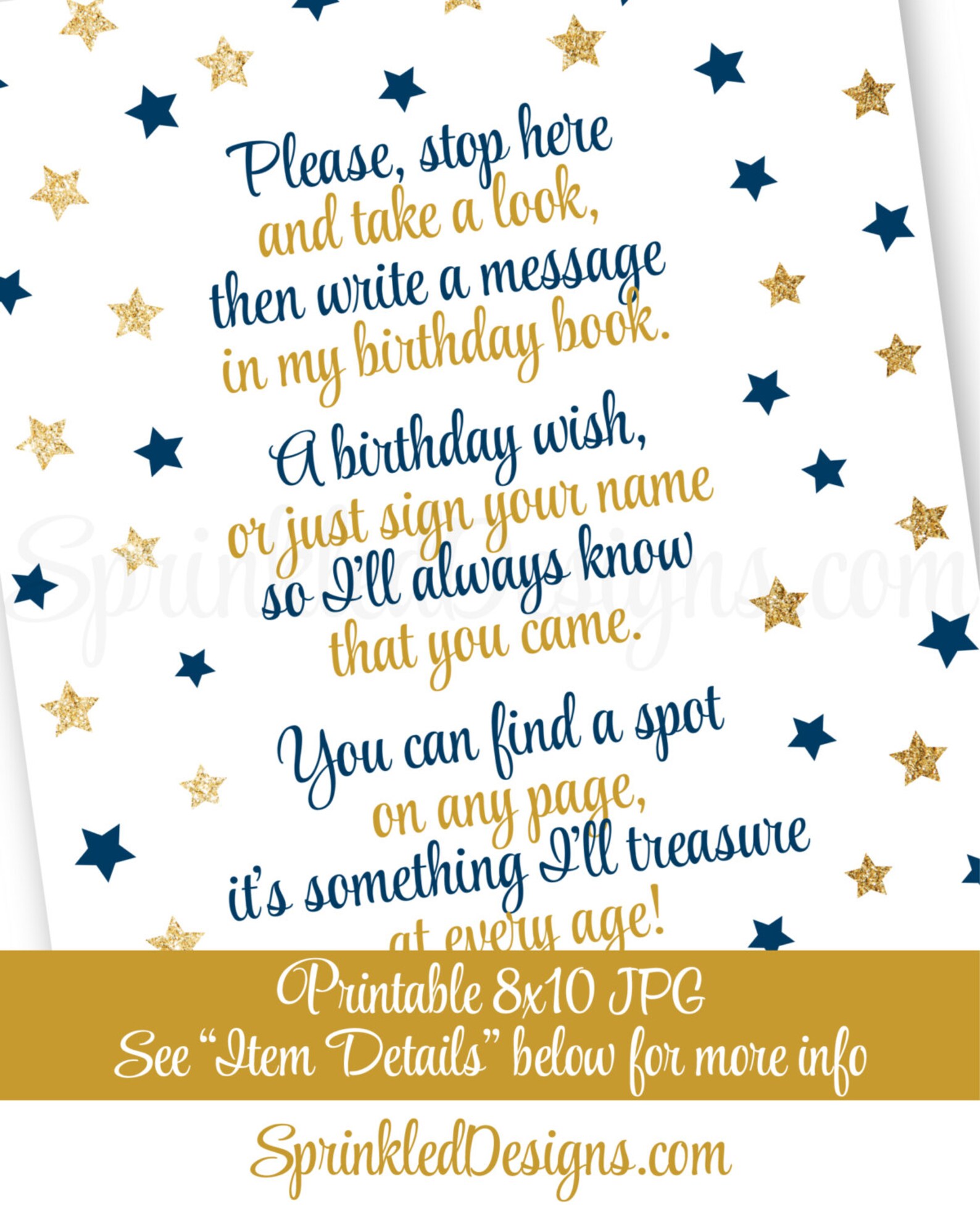 Birthday Guest Book Sign Twinkle Little Star Navy Blue Gold Etsy