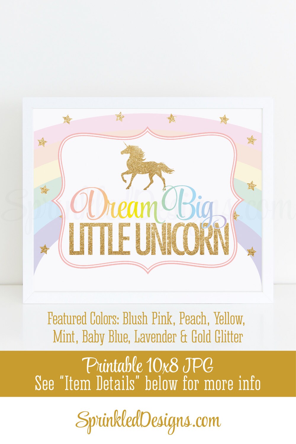 Dream Big Little Unicorn Sign Printable Unicorn Nursery Decor | Etsy