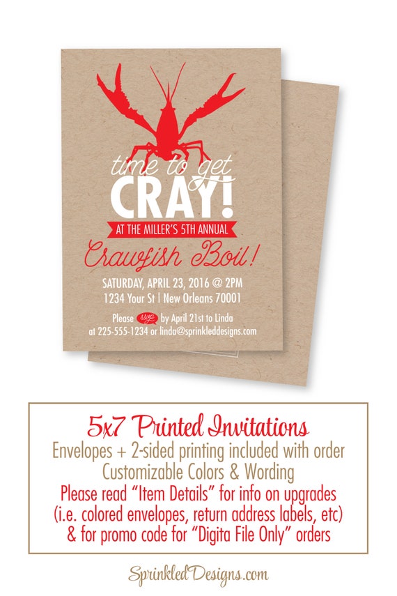 Crawfish Boil Invitation Time To Get Cray Cray New Orleans Etsy