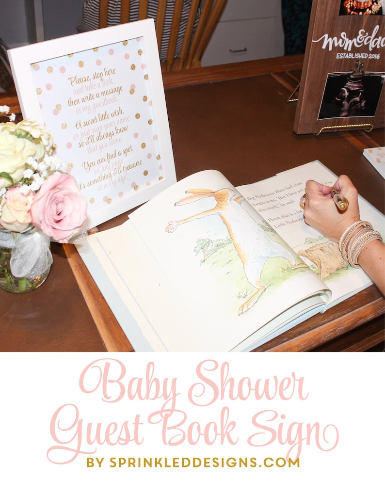 Baby Shower Guest Book Sign Blush Pink Gold Glitter Party Etsy Canada