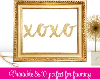 XOXO - Gold Glitter Printable 8x10 Sign Love Gallery Wall Art Vanity Girls Bedroom Decor Room Decoration Hugs Kisses - INSTANT DOWNLOAD