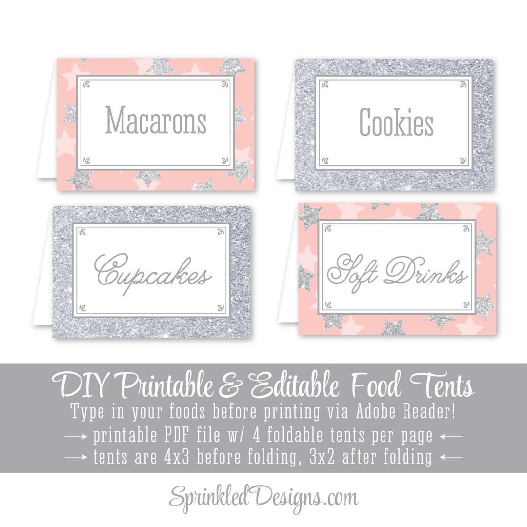 Printable Party Food Tents Editable Buffet Table Place Cards - Etsy