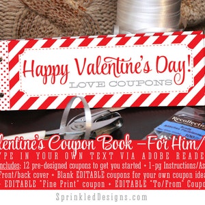 Valentines Day Gift FOR HIM For Her Wife Husband Boyfriend Girlfriend Printable Coupon Book Creative Valentine Ideas Custom Editable PDF image 1