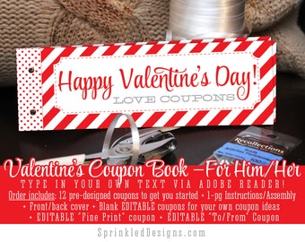 Valentines Day Gift FOR HIM For Her Wife Husband Boyfriend Girlfriend Printable Coupon Book - Creative Valentine Ideas - Custom Editable PDF