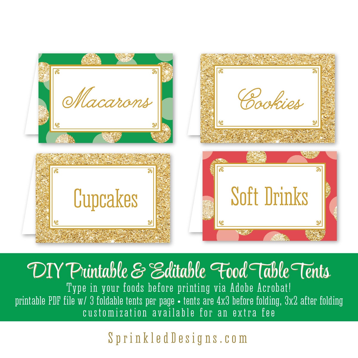 Christmas Party Food Tents Folding Editable Text Dinner Buffet Place Christmas Party Food Tents Folding Editable Text Dinner Buffet Place