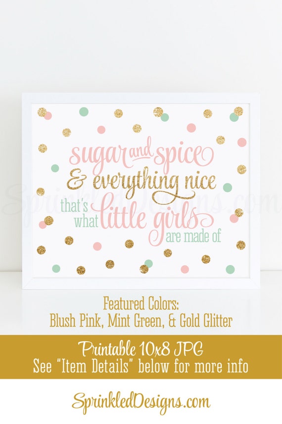 Sugar And Spice Everything Nice Printable Blush Pink Mint