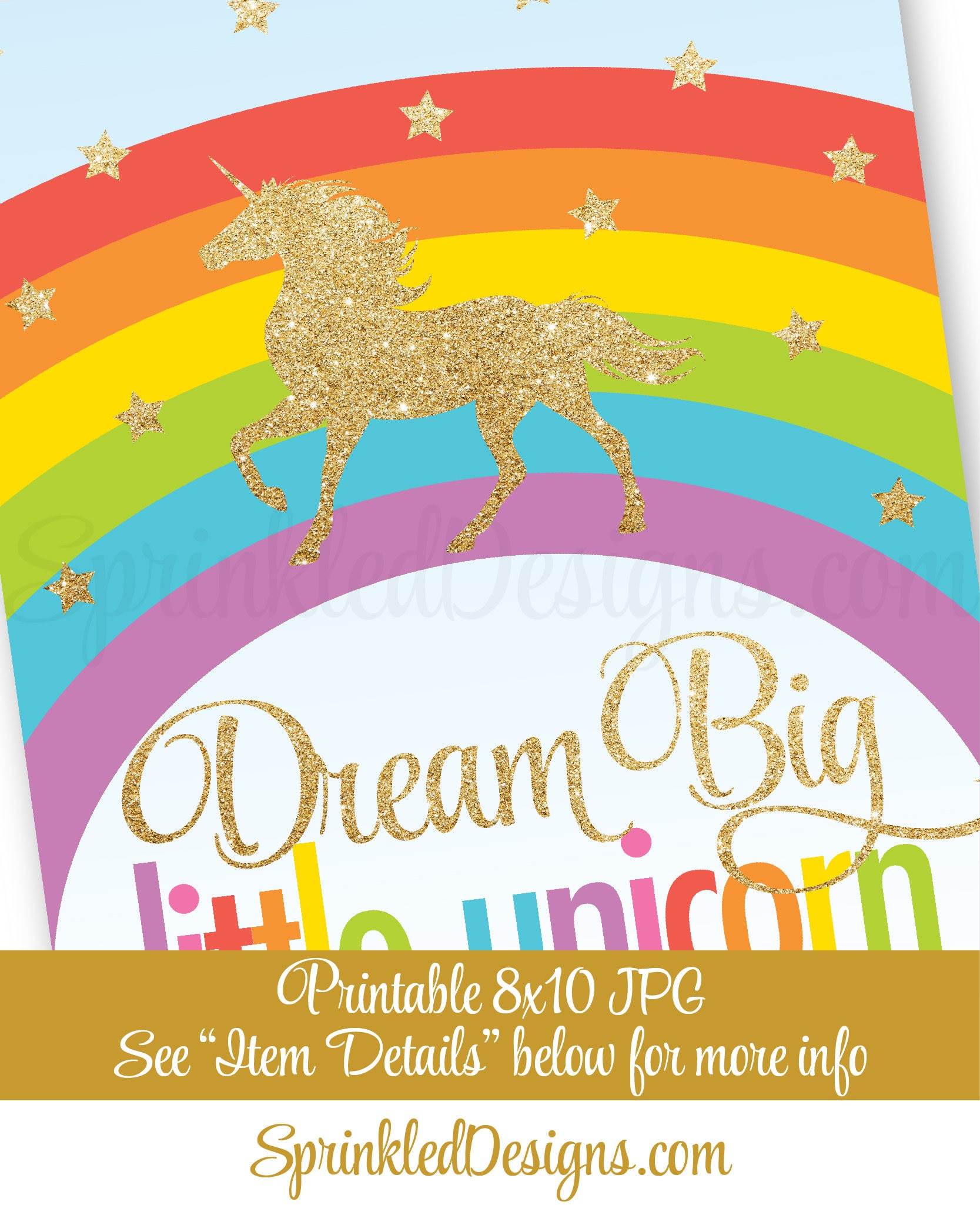 Dream Big Little Unicorn Sign Printable Unicorn Nursery Decor | Etsy