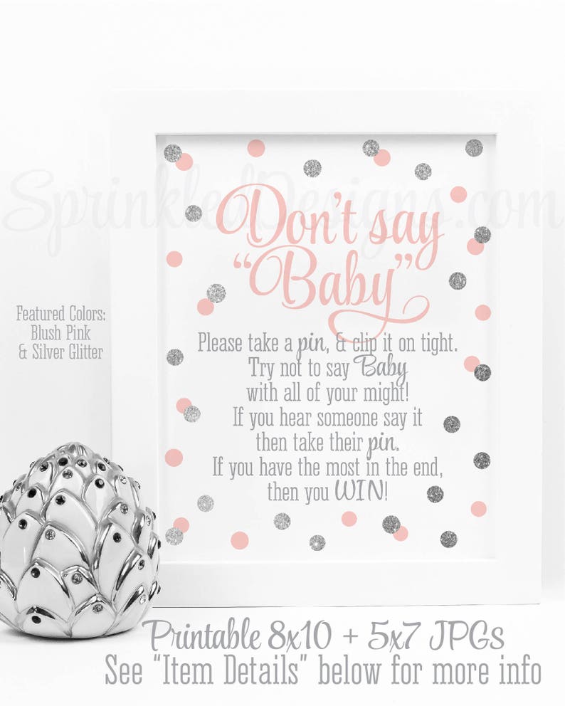 Don T Say Baby Shower Game Blush Pink Silver Glitter Baby Etsy Don T Say Baby Shower Game Blush Pink Silver Glitter Baby Etsy
