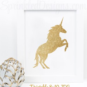 Printable Unicorn Sign Gold Glitter Unicorn Silhouette - Etsy