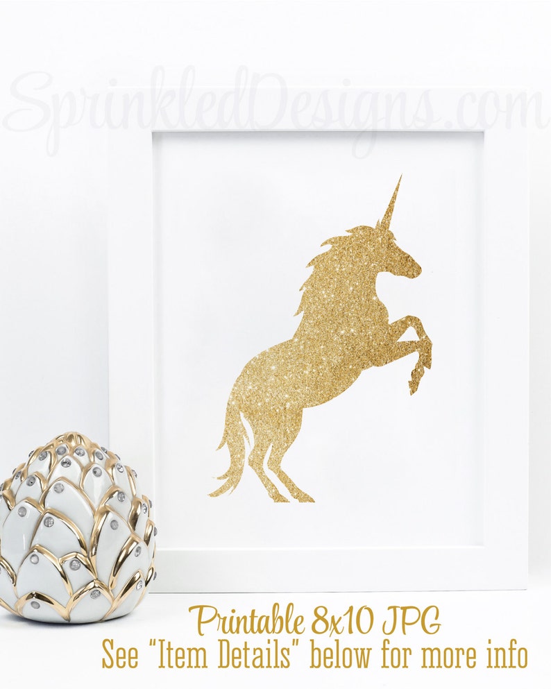 printable unicorn sign gold glitter unicorn silhouette etsy