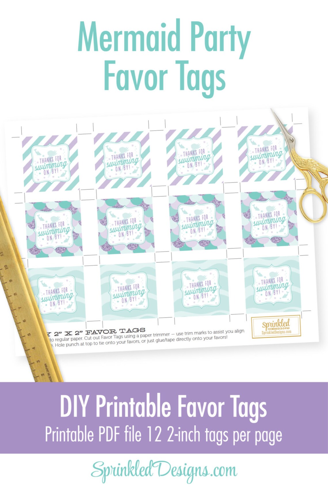 Mermaid Party Favor Tags Printable Mermaid Party Decorations | Etsy