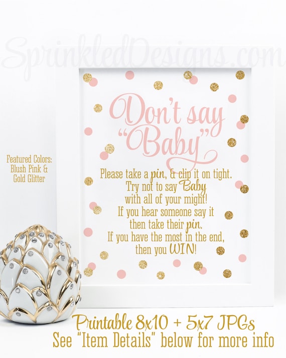 Don T Say Baby Shower Game Blush Pink Gold Glitter Baby Shower Game Don T Say Baby Shower Game Blush Pink Gold Glitter Baby Shower Game
