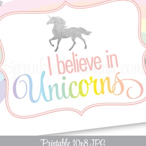I Believe in Unicorns Printable Sign Rainbow Unicorn Birthday - Etsy