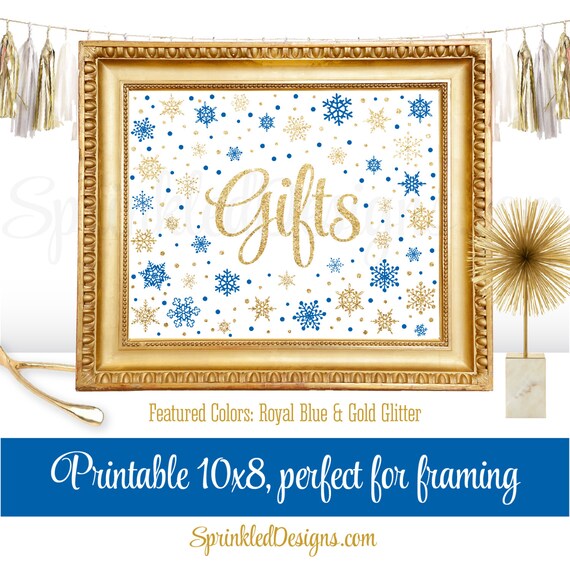 Winter Onederland Party Decorations Gift Table Sign Royal Blue