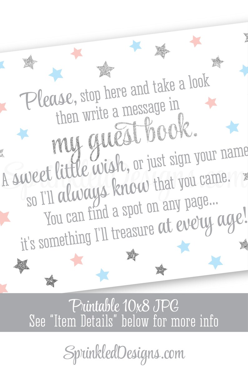 Birthday Guest Book Sign Twinkle Little Star Twin Birthday | Etsy