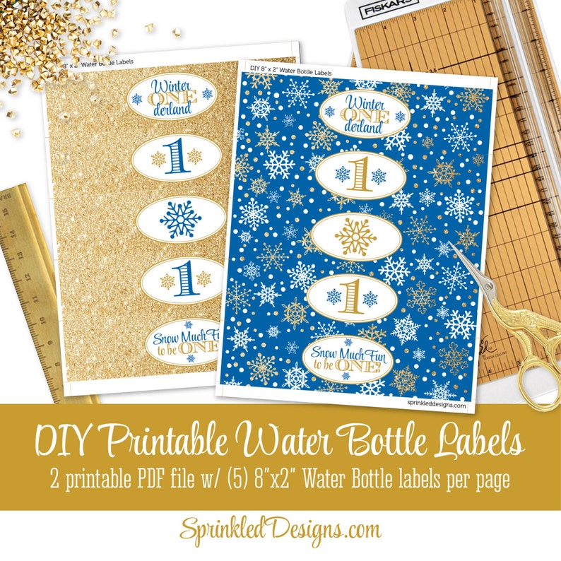 Winter Onederland Birthday Decorations Royal Blue Gold Glitter Printables Winter Onederland Boy First Birthday Party Decorations Party Set