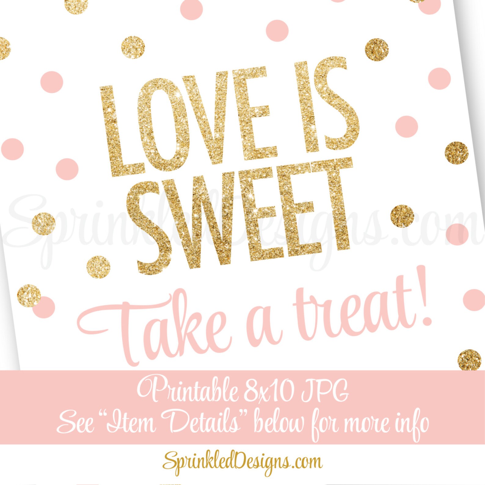 Love is Sweet Take A Treat Party Favor Sign Printable Bridal | Etsy