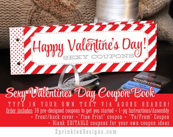 Sexy Valentine Gift For Him For Her - Sexy Valentines Ideas, Printable Love Coupons for Husband Boyfriend Wife Girlfriend, Gifts for Men