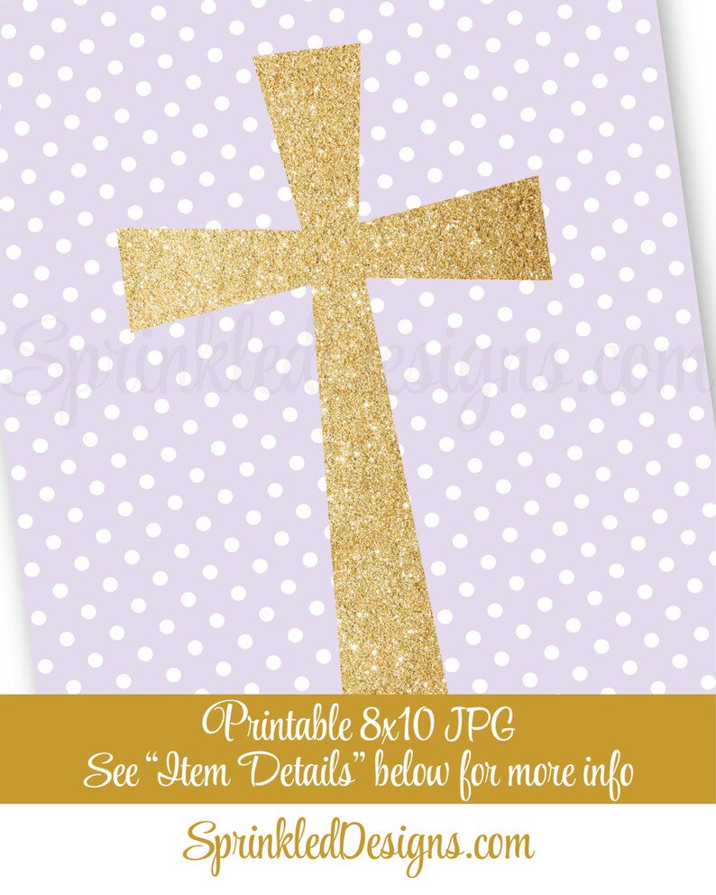 Gold Glitter Cross Wall Art Pale Lavender White Set of 2 Etsy